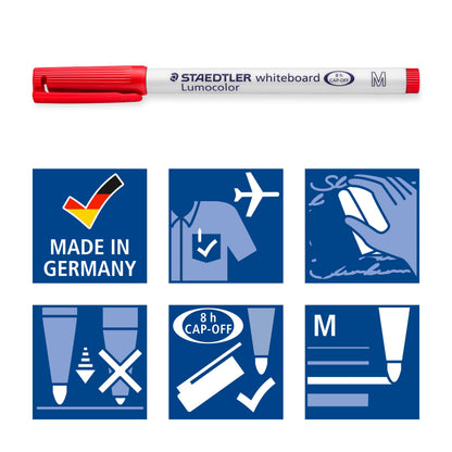 STAEDTLER 301 WP6 Whiteboard Pens, Assorted Colour, Pack of 6