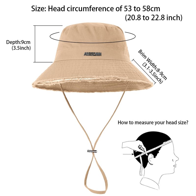 Sun Hats for Women Wide Brim Ponytail, Sun UV Protection UPF 50+ Breathable Cotton Summer Hat for Hiking Beach Fishing Summer Safari Khaki