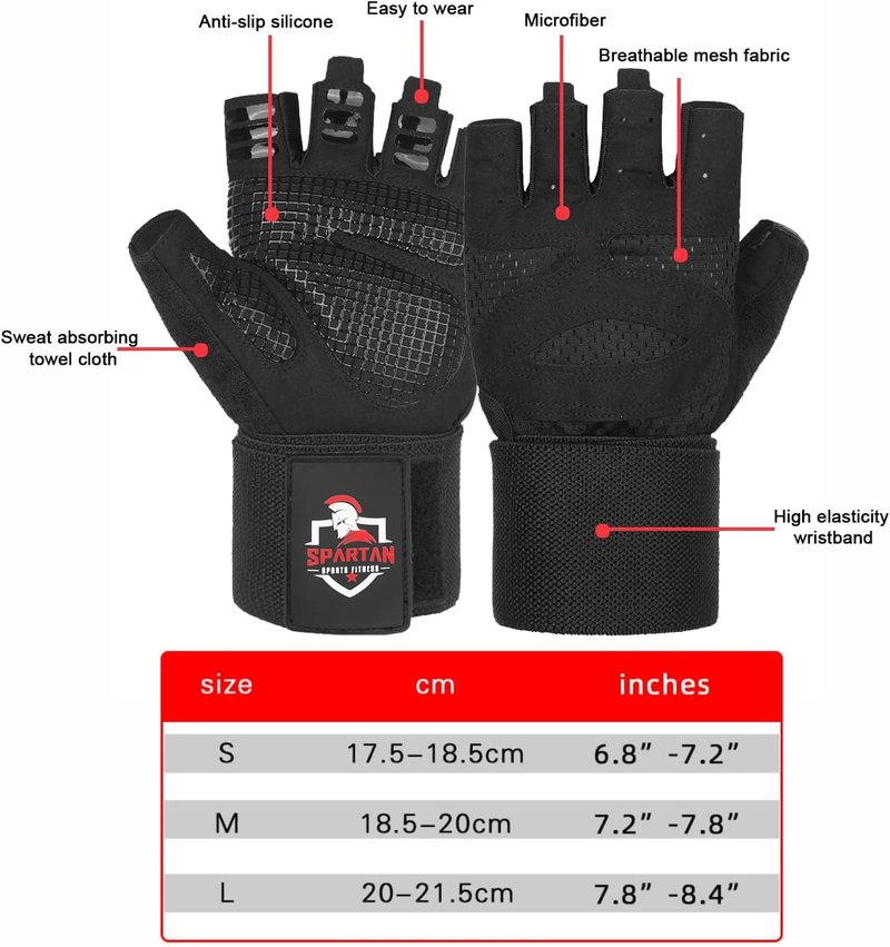 Spartan Gym Gloves - Weight Lifting Gloves with Wrist Support | Breathable Non-Slip Grip for Men & Women