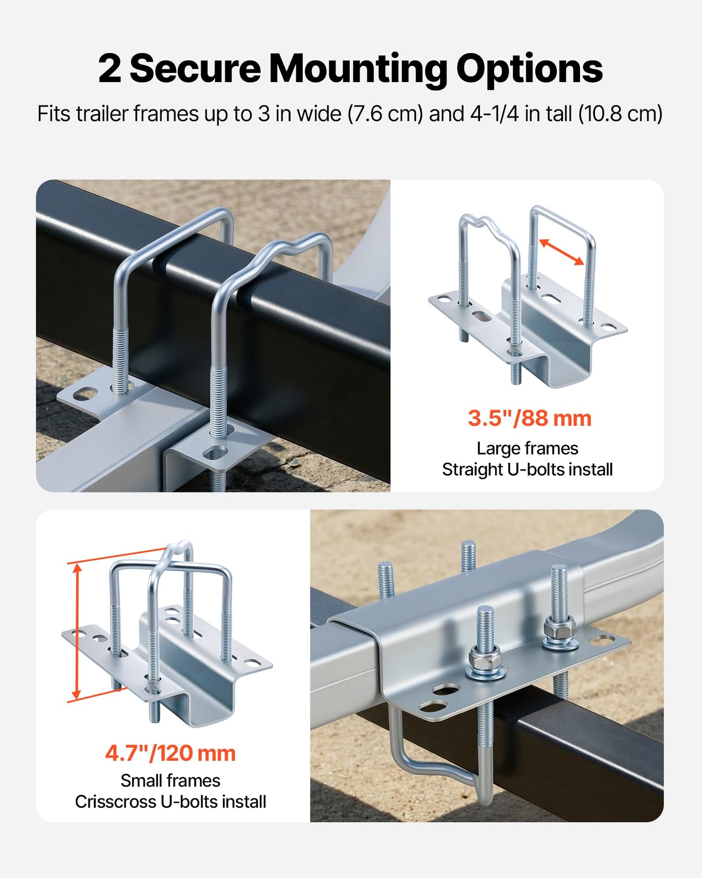 VEVOR Boat Trailer Guides, 40 in/48 in Height Guide Poles, 2PCS High-Hardness Steel Trailer Guide-Ons, Adjustable Guide Poles with PVC Pipes, for Ski Boats, Compact Fishing Boats, Small Sailboat