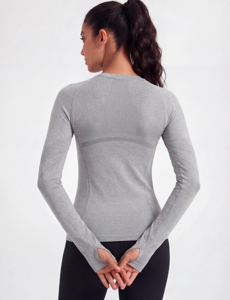 WANAYOU Long Sleeve Workout Tops for Women, 2 Pack Underscrub Long Sleeve Women, Compression Athletic Running Shirts Seamless Dry Fit with Thumb Hole Gym Yoga Black Grey S