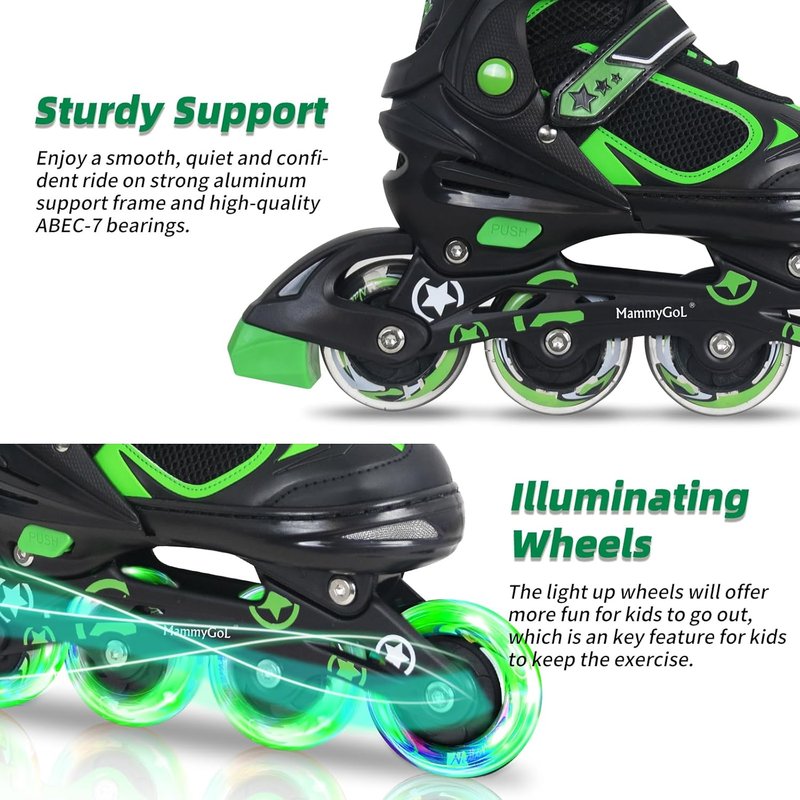 Adjustable Inline Skates for Kids | Light-Up Wheels | Ages 4-16 | Boys & Girls