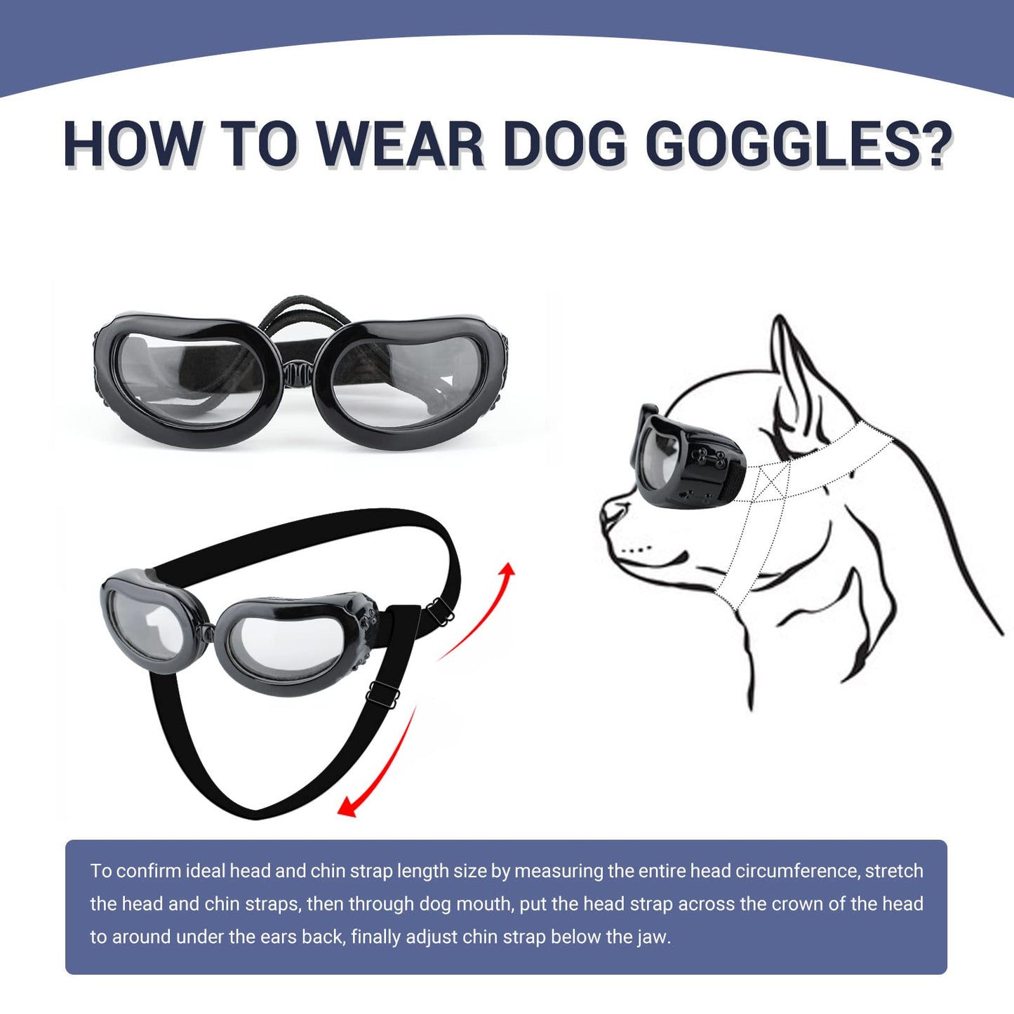 PETLESO Dog Sunglasses for Small Dogs Waterproof Anti-UV Protective Glasses for Small Dogs - Transparent