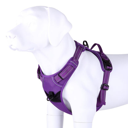 JUXZH Truelove Soft Front Dog Harness .Reflective No Pull Harness with Handle and 2 Leash Attachments