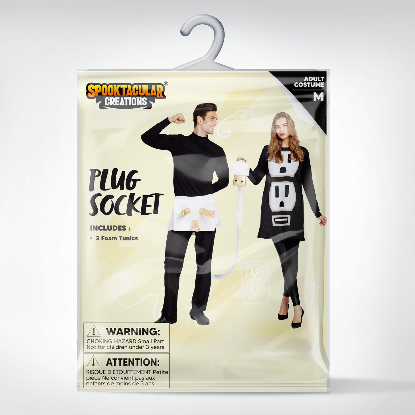 Spooktacular Creations Plug and Socket Halloween Costume Adult, Plug and Outlet Couples USB Costume for Halloween Cosplay Party (Medium)