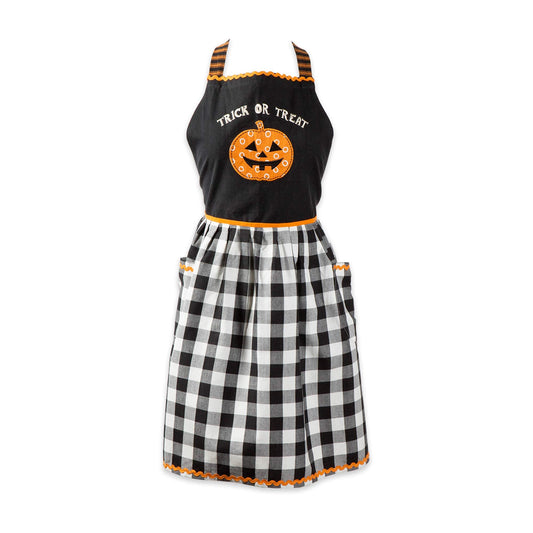 DII Happy Halloween Collection Goth Style Spooky Kitchen Apron, One Size, Buffalo Check, Trick or Treat