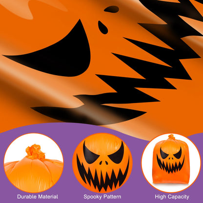 10 Pack Halloween Leaf Lawn Bags - Giant Pumpkin Lawn Bag with Twist Ties, Reusable Trash Bag for Outdoor Garden Decoration, Thanksgiving Fall Yard Decor