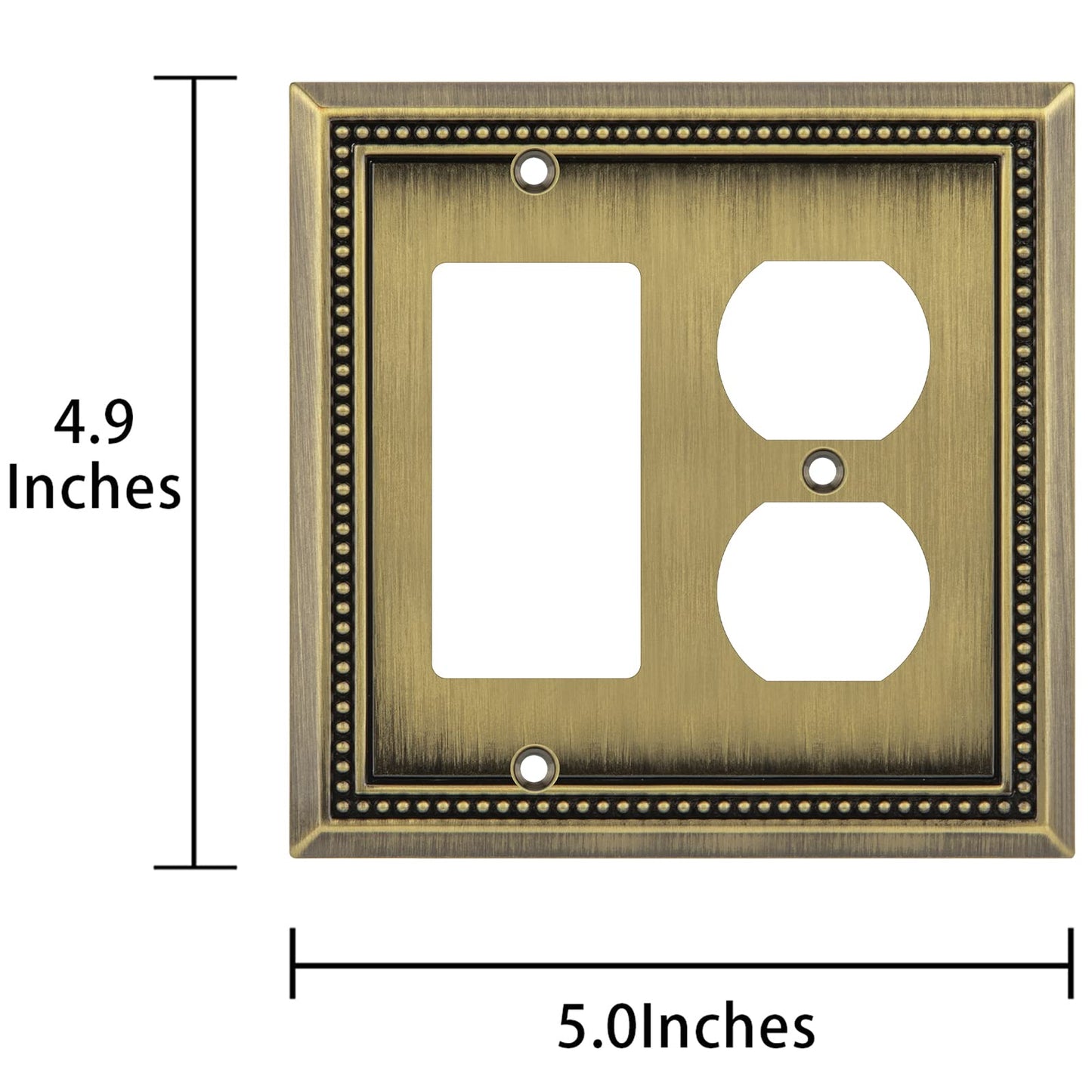 Henne Bery Sunken Pearls Heavy Duty Decorative Wall Plate Switch Plate Outlet Cover (Decorator/Duplex, Antique Brass)