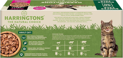 Harringtons Complete Wet Pouch Grain Free Hypoallergenic Adult Cat Food Mixed in Jelly Pack 40x85g - Beef, Chicken, Salmon & Tuna- Making Mealtimes Meatier