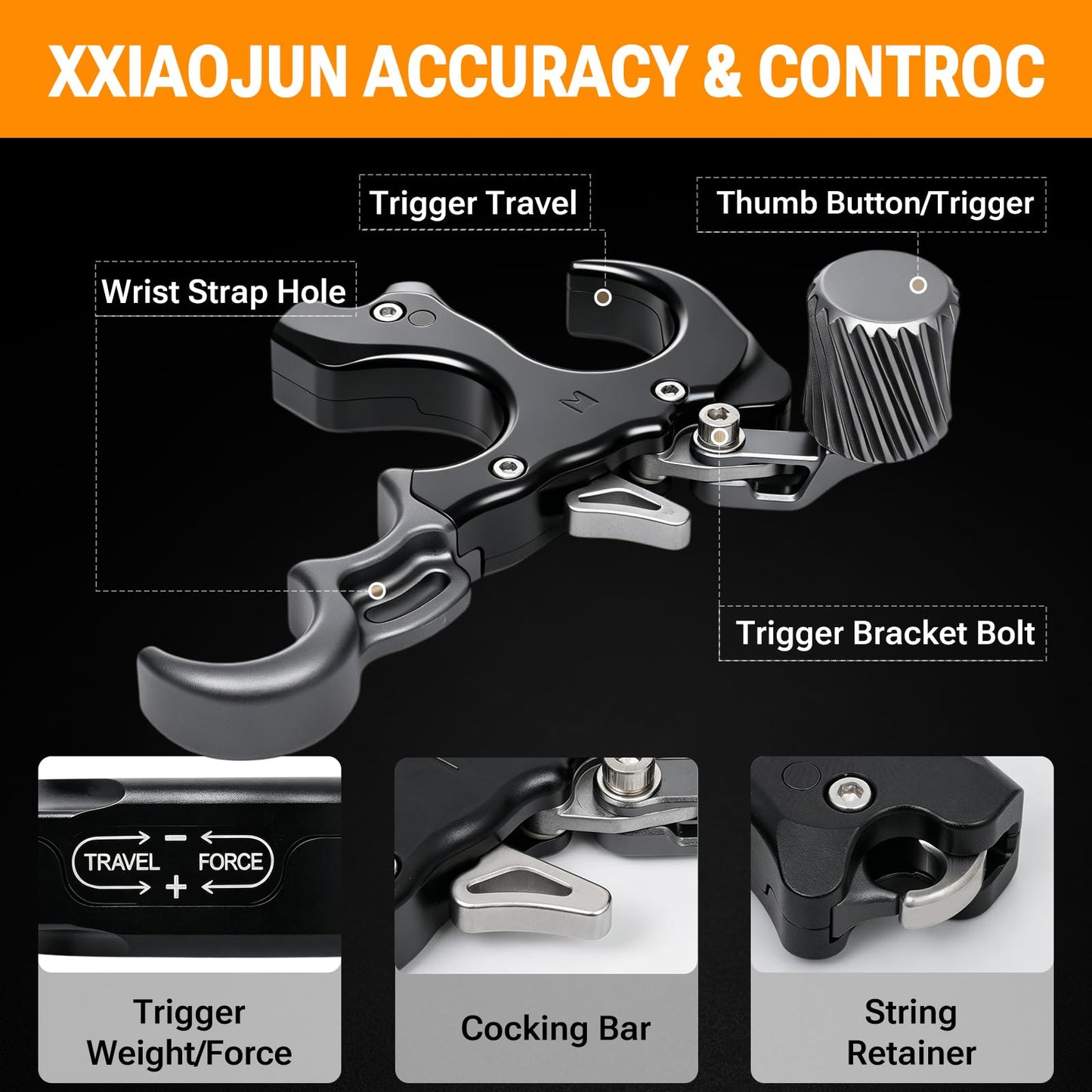 Compound Bow Aid Releaser with Wrist Straps and Adjustment Tool,Archery Release Aids with 3&4 Thumb Release Adjustable,Aluminum Alloy Aids.for Left and Right Handers.
