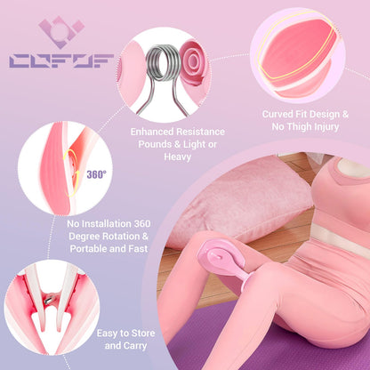Thigh Master, Adjustable 25-35 lb Kegel Pelvic Floor Exercise Devices for Women mit Fabric Resistance Band, Inner Thigh Exerciser Enhanced Resistance Hip Muscle for Home Gym (Pink)