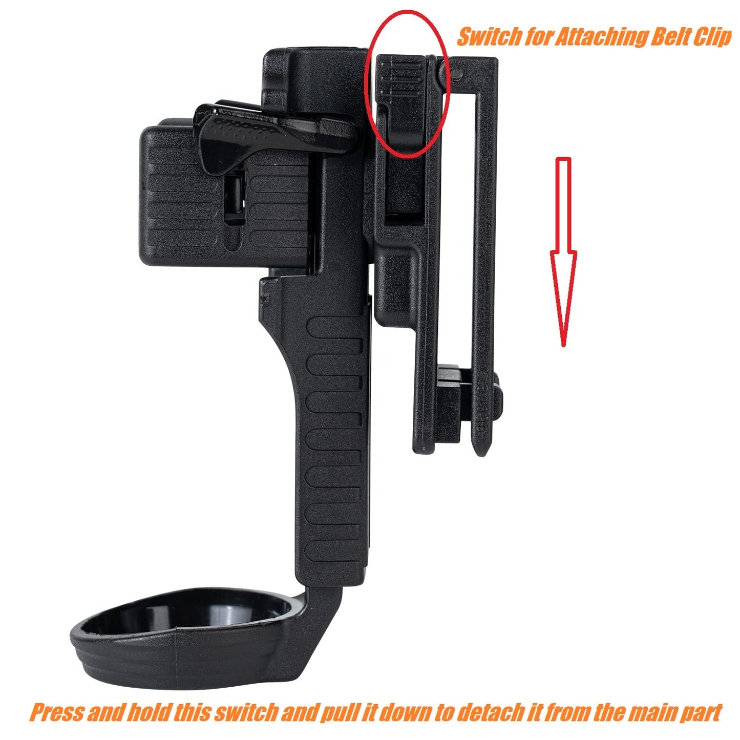 TACNEX Quick Release Flashlight Holder w/MOLLE Vest Clip Tactical Torch Holster Carrier Rotatable Light Carry Case Stand fit 1"-1.2" Diameter Flashlight for Police Leo Security Military Patrol