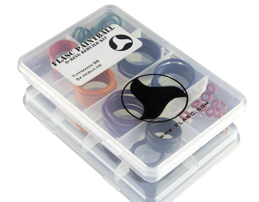 Flasc Paintball O-Ring Rebuild Kit – Fits Tippmann 98 Custom, Platinum, and ACT Markers – Color-Coded, 5X Full Rebuilds, Storage Case Included