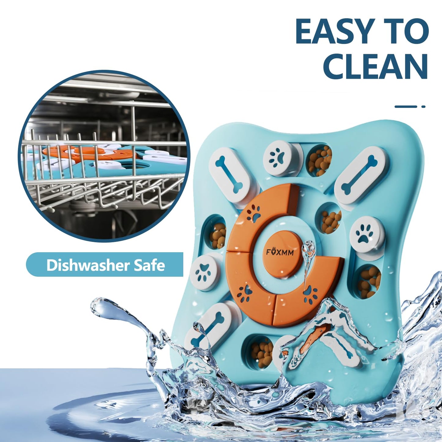 FOXMM Interactive Dog Treat Puzzle Toys for IQ Training & Mental Stimulating,Fun Slow Feeder,Large Medium Small Dogs Enrichment Toys with Squeak Design