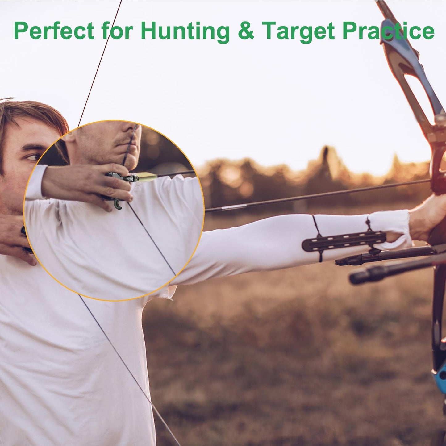 Ruirgo Thumb Release Bow Aid for Compound Bow, 360° Rotatable Archery Release Aid, Adjustable Trigger & Length, Ambidextrous for Adults Hunting & Target Practice, Silver