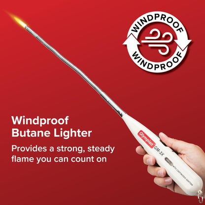 Camco Olympian GM-3X Adjustable Flame Gas Match - Features Windproof Continuous Ignition & Slender Design Equipped with Safety Lock - Refillable with Butane Lighter Fluid (57549)