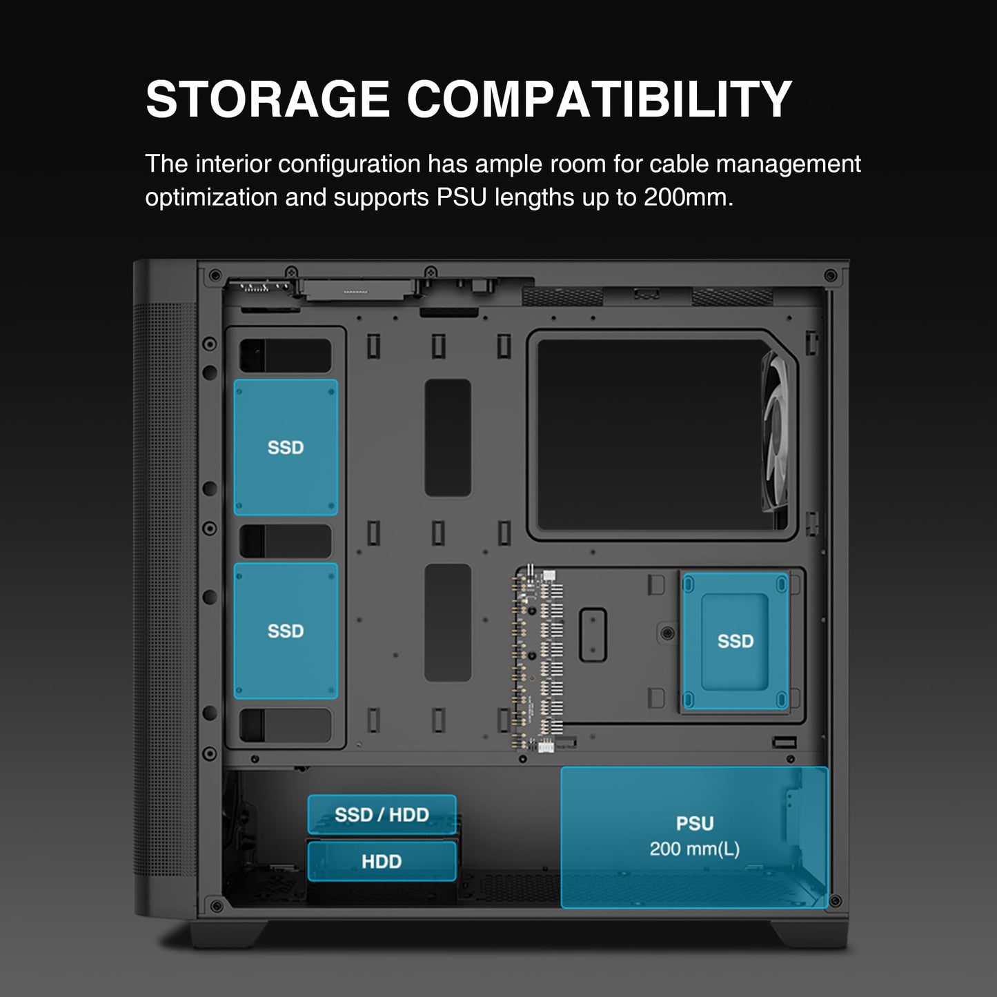GAMDIAS ATX Mid Tower Computer Case Tempered Glass, Gaming PC Case Support Dual 360mm AIO/Radiator, 7x120mm Case Fans (4X 120mm Built-in), 420mm GPU/VGA, USB3.0X 2, Type C x1, 170mm CPU Cooler