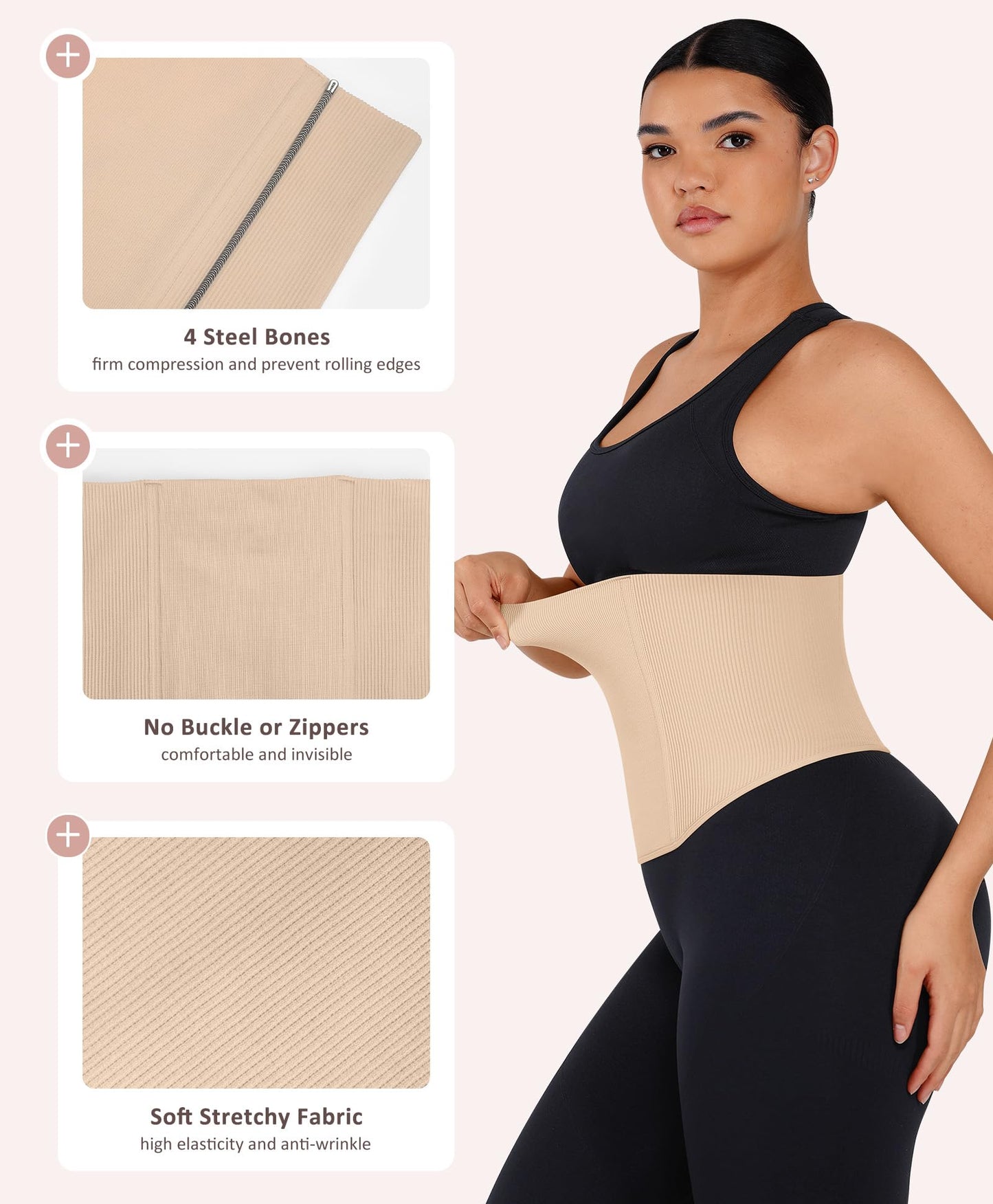 FeelinGirl Waist Cincher Postpartum Belly Wrap for Woman Moldeadoras De Cintura Y Abdomen Trimmer Tummy Tuck Nude S