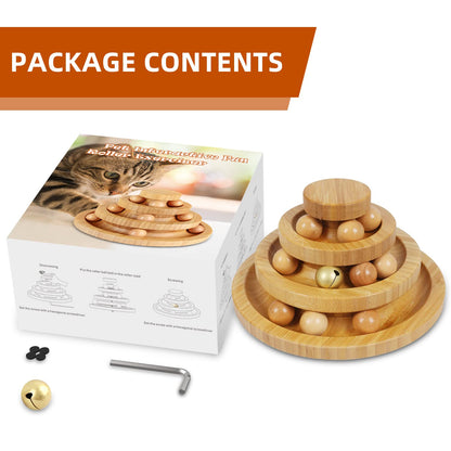 DoogCat Cat Ball Track Toy,Kitty Toys Roller,3-Level Ball Tower with 9 Removable Balls,Interactive Cat Toy, DIY Circle Fun Toy for Kitten Mental Physical Exercise - Medium Size