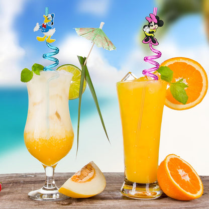 25pcs Mouse Straws Mouse Party Supplies Favors With 2pcs Cleaning Brush Plastic Reusable Straws Birthday Party Supplies Toys For Boys Girls Kids