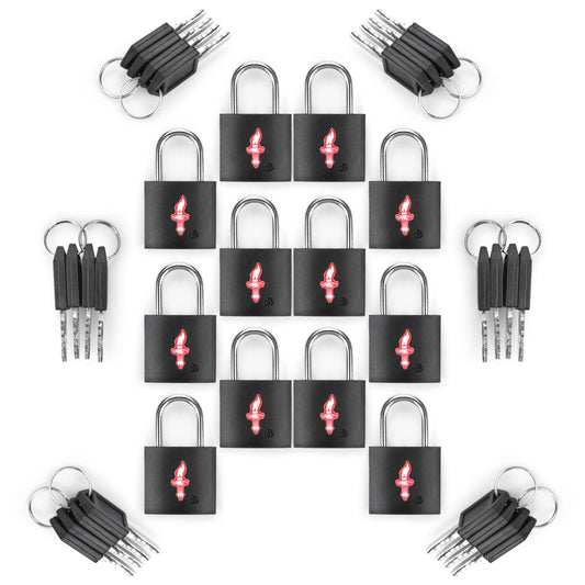 DUALCROWN 12-Pack Black Neon Square TSA Approved Luggage Lock for Suitcases, Carry-On Bags, Backpacks & Laptop Cases