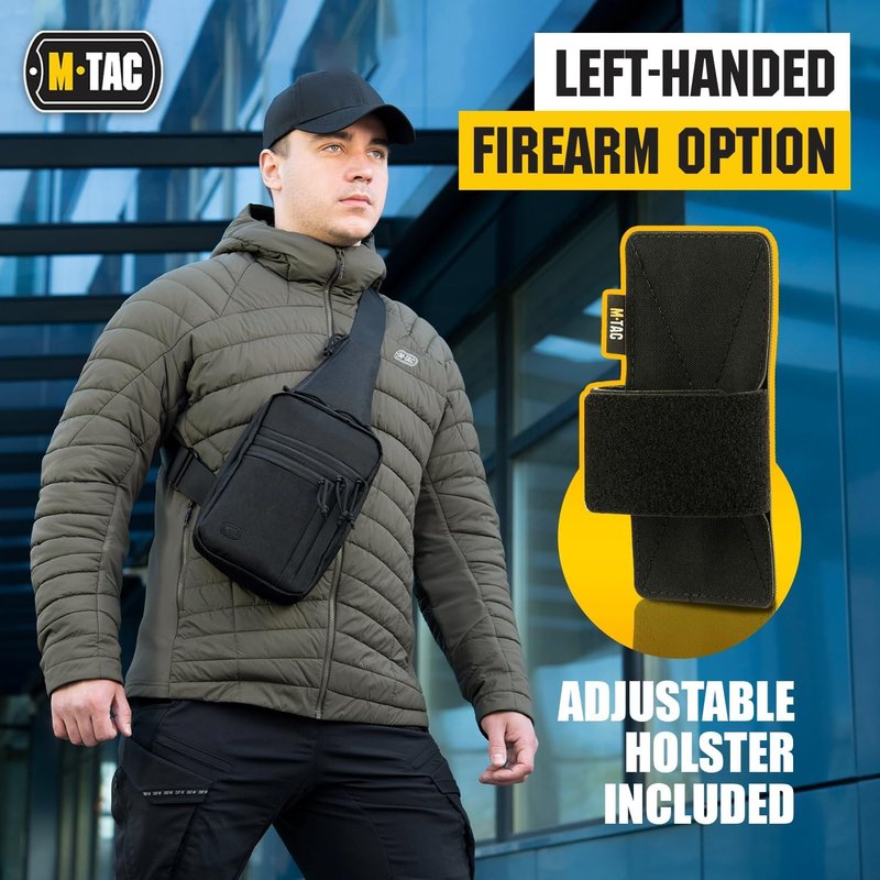 M-Tac CCW Sling Bag - Tactical Crossbody Concealed Carry Bag for Men & Women | Grey Left-Handed EDC Shoulder Pack