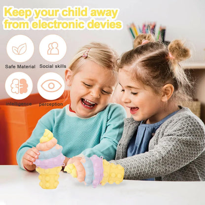 Anboor Fidget Toys, 3D Ice Cream Pop Stress Ball Sensory Toy Anxiety Stress Reliever Toy for Autism Early Education Halloween Presents Ideas Teens Adults Presents Girls Boys Toddler