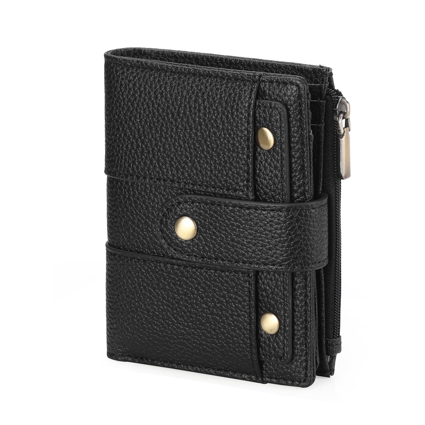 GOIACII Small Women's Wallet Ladies Credit Card Holder with 4 ID Windows & Zip Coin Pocket RFID Blocking Leather