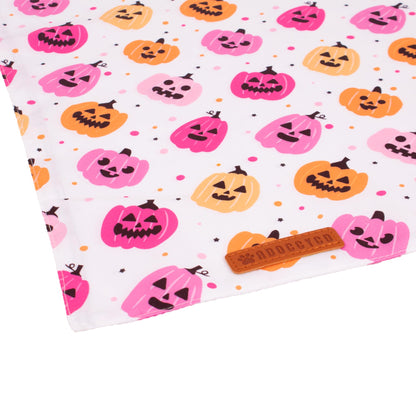 ADOGGYGO Halloween Dog Bandana, Pink Pumpkin Ghost Pet Scarf, Premium Durable Fabric, Adjustable Fit Female Halloween Bandanas for Medium Large Dogs Pets (Large)