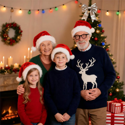 TCJJ Christmas Hats for Adult, Santa Hat Unisex Holiday Red Velvet Double Layer Comfort, Xmas Hat for New Year Festive Party