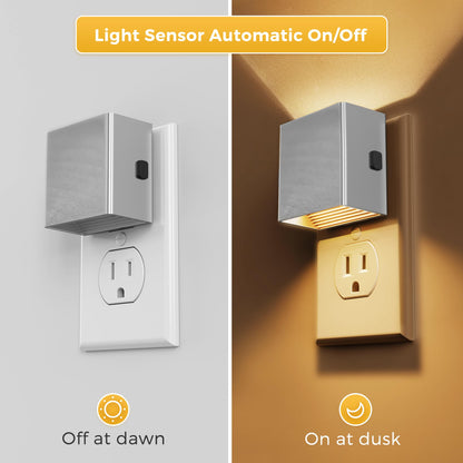 L LOHAS LED Night Lights Plug into Wall,[2-Pack] Plug in Night Light with Dusk to Dawn Sensor,Brightness Adjustable,3000K Warm White,Dimmable Nightlight for Adults Bathroom Hallway Kitchen