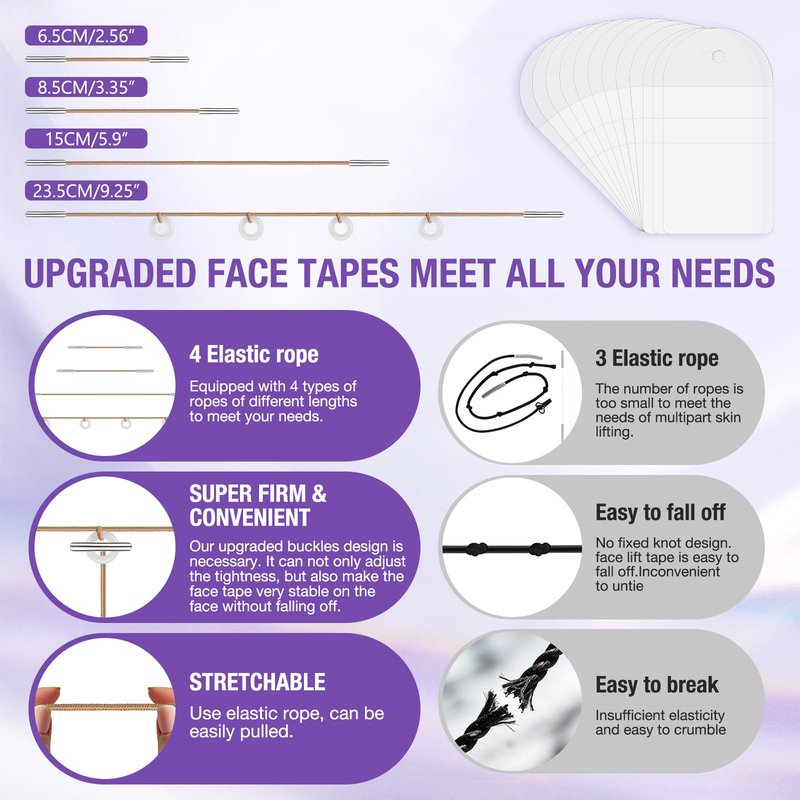 2026 Face Neck Lift Tape Invisible Wrinkle Smoothing & Skin Tightening Waterproof Anti-Aging Lift Sticker for Sagging Skin/DoubleA Chin/Jowls Say goodbye to wrinkles 8 Bands + 38 Patches Kit