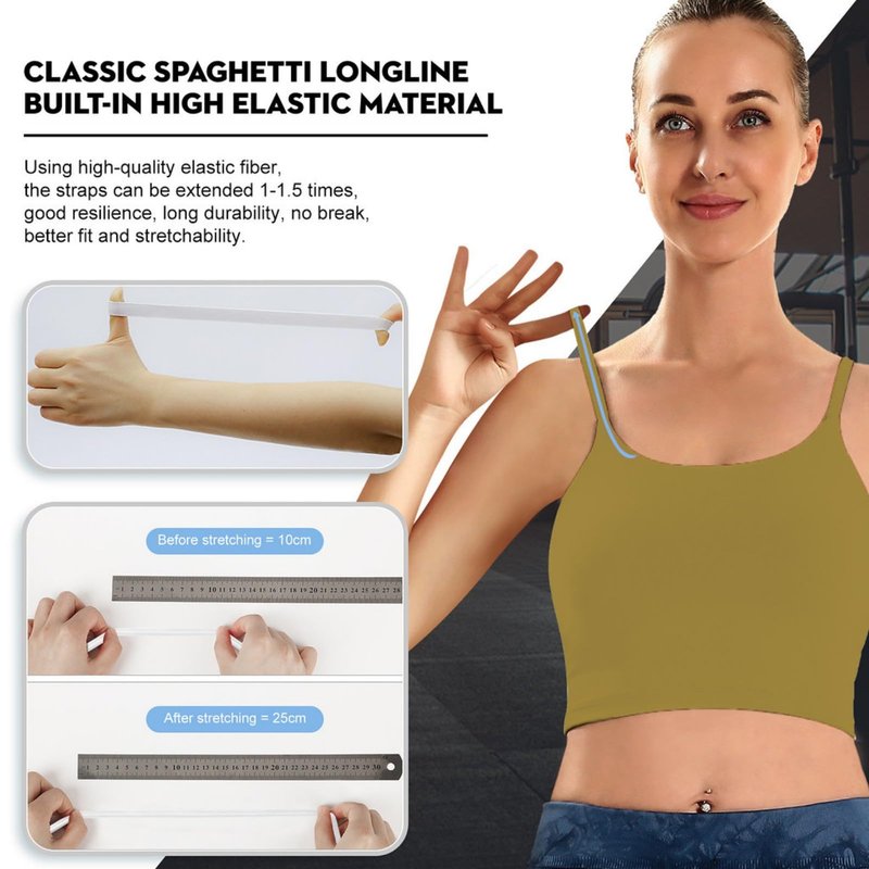 ECOPARTY Wirefree Padded Yoga Sports Bra for Women - Moisture Wicking Quick Dry Workout Crop Tank Camisole