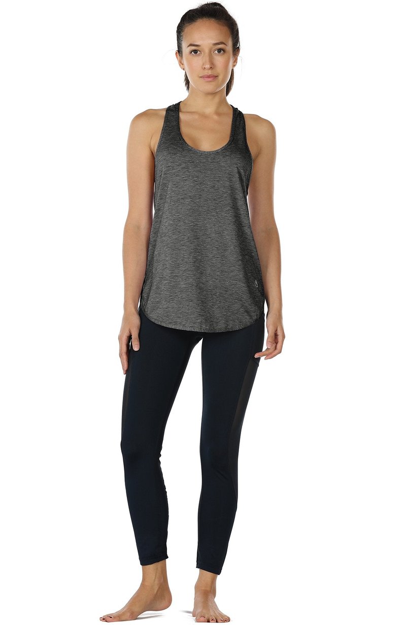icyzone Workout Tank Tops for Women - Athletic Yoga Tops, Racerback Running Tank Top Loose Fit (M, Charcoal)
