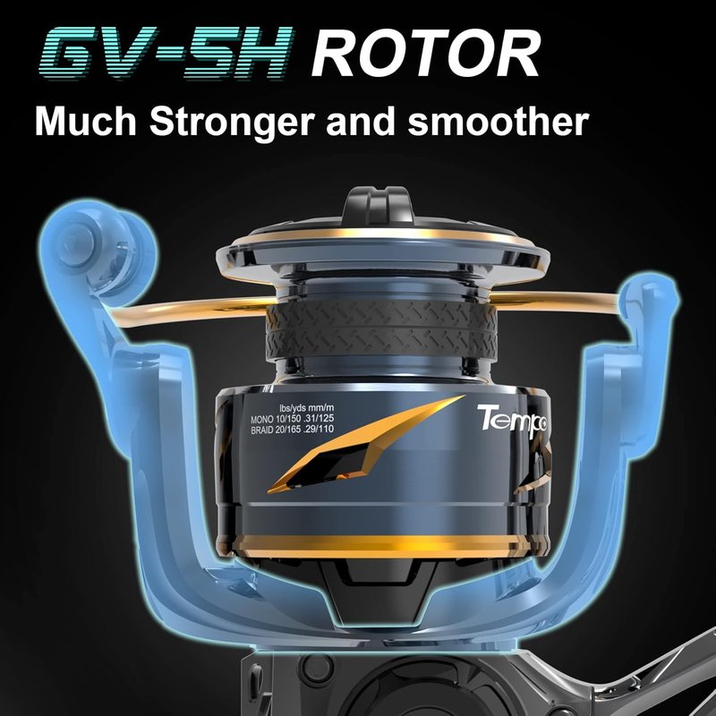 Tempo Persist Spinning Reel - Ultra Smooth Fishing Reel for Saltwater & Freshwater | 30.9 LBs Max Drag, Aluminum Body