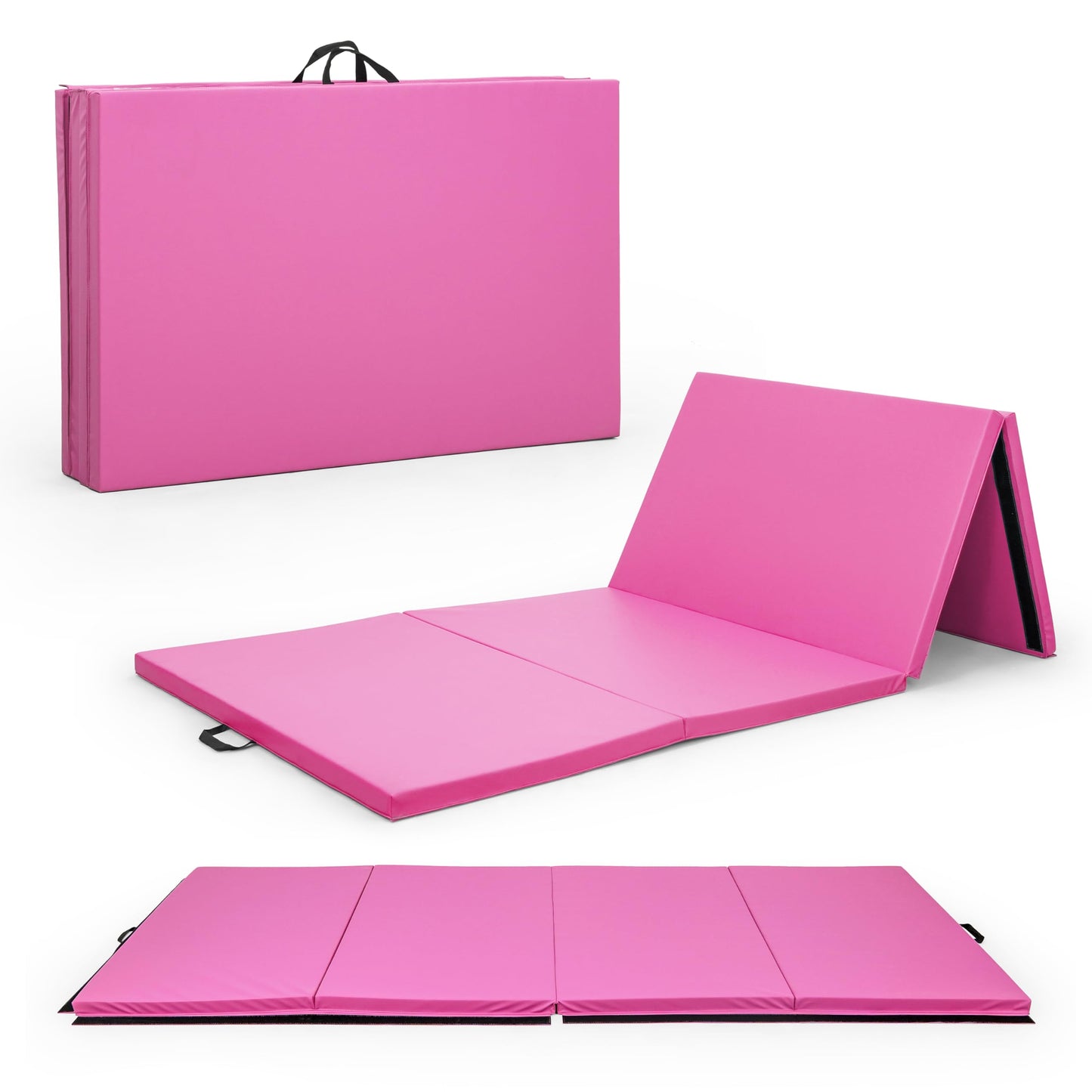 CAP Barbell Folding Exercise Mat – Durable, Anti-Tear, Thick Padding for Fitness, Aerobics, Gymnastics & Home Workouts. 10' x 4' x 3" thick PINK