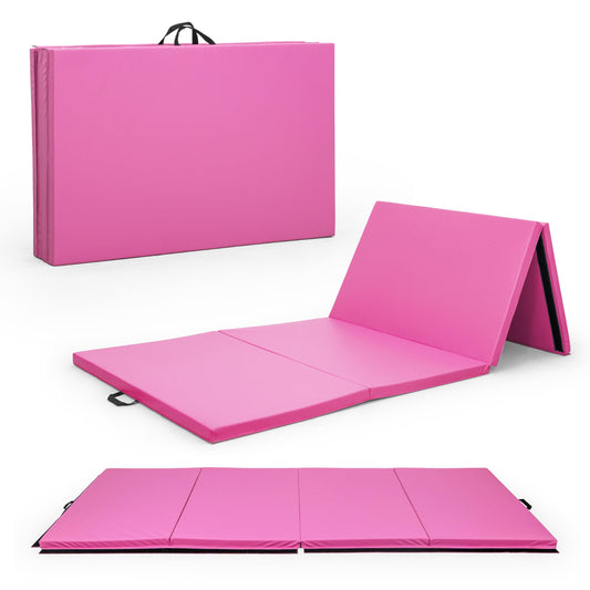 CAP Barbell Folding Exercise Mat – Durable, Anti-Tear, Thick Padding for Fitness, Aerobics, Gymnastics & Home Workouts. 10' x 4' x 3" thick PINK