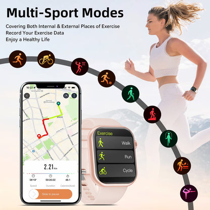 Hwagol Smart Watch (Answer/Make Calls), 1.85" Fitness Tracker, Smartwatch Heart Rate/Sleep Monitor/Pedometer/Calories, 140+ Sports Modes, Waterproof Women's Men's Fitness Watch for Android iOS