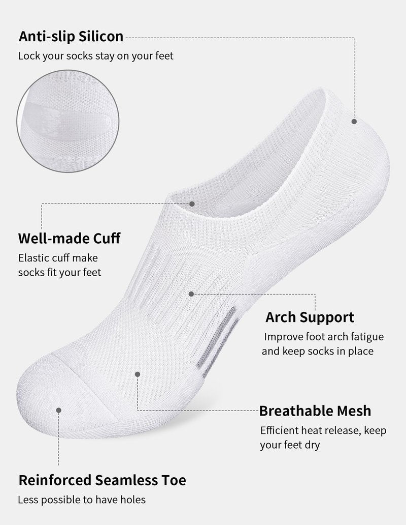 Airacker No Show Socks Womens Athletic Cushioned Low Cut Sports Running Ankle Socks for Women 6 Pairs