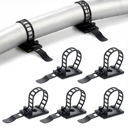 100PCS Adhesive Cable Ties Cable Clips, Self-adhesive Nylon Cable Straps, Adhesive Cable Management Clips for Wire Management (Black-Adhesive Cable Ties)