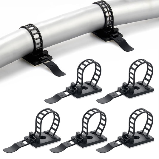 100PCS Adhesive Cable Ties Cable Clips, Self-adhesive Nylon Cable Straps, Adhesive Cable Management Clips for Wire Management (Black-Adhesive Cable Ties)