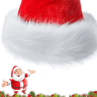 PUHPIG Santa Hat for Adults, Christmas Hat Unisex Double Layer Thicken Velvet Comfy Holiday Xmas Hat for New Year Festive Party