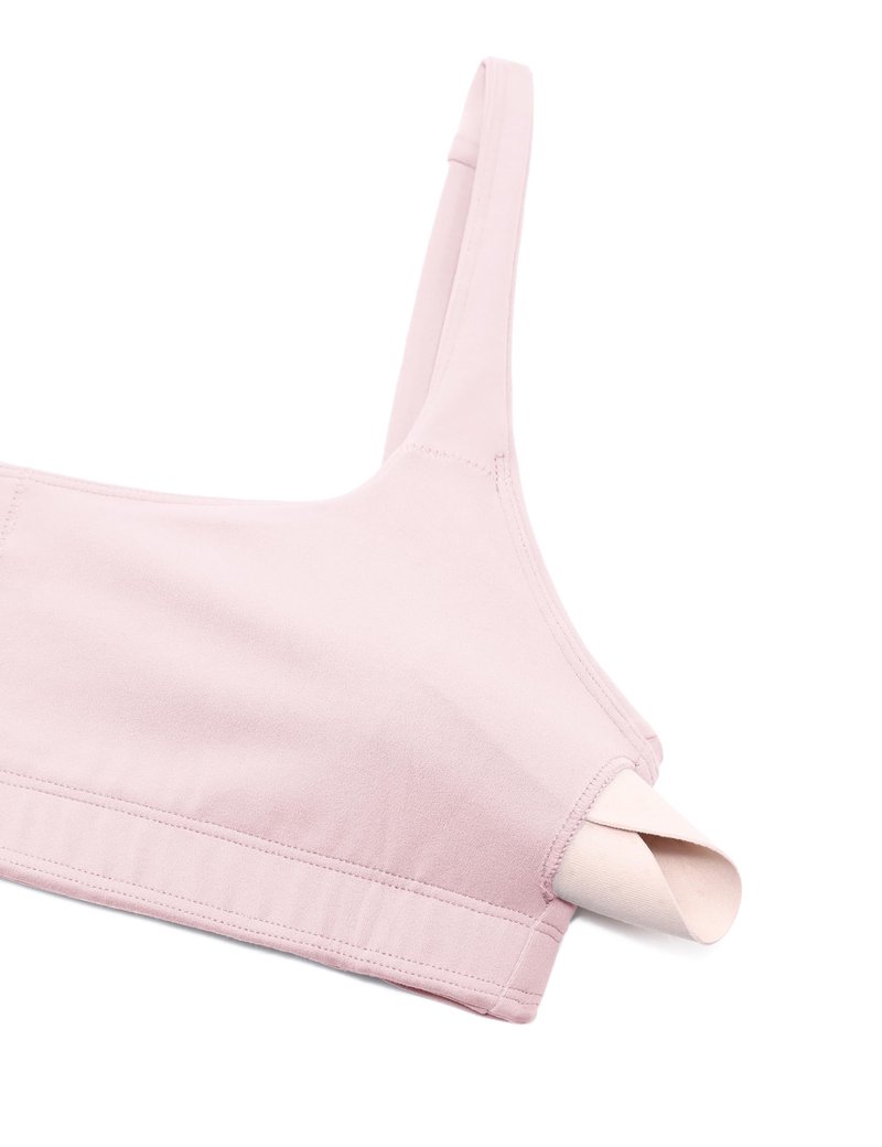 CRZ YOGA Butterluxe Square Neck Spaghetti Strap Sports Bras for Women - Low Coverage Yoga Wireless Padded Cami Crop Top Strawberry Pink Medium