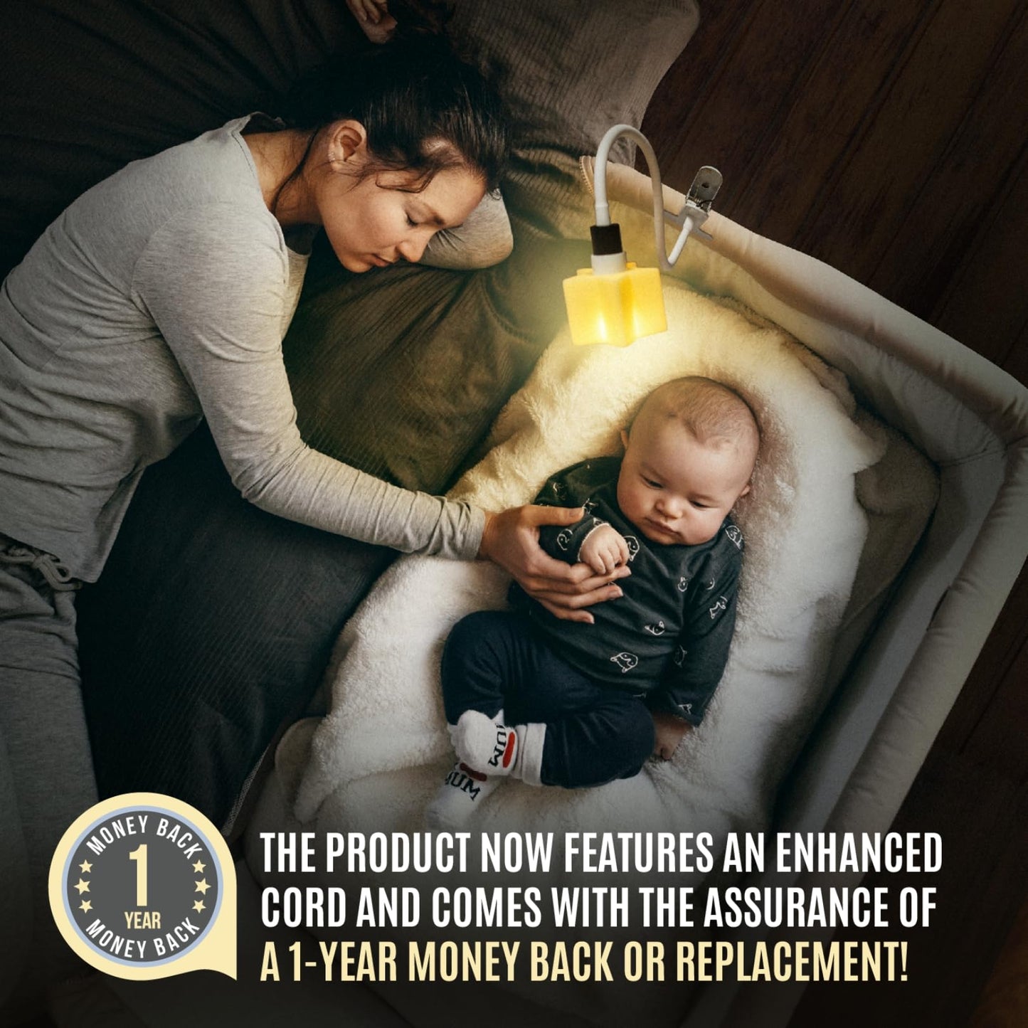 Ergojojo LED Clip On Star Light, a Unique Baby lamp - Ideal Breastfeeding, Night Light for Next to me Crib, Bedside Lamps, Bedroom Accessories, Reading & Desk lamp