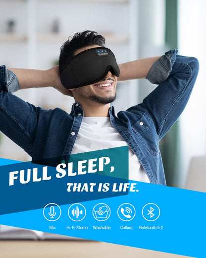 LC-dolida Sleep Headphones, White Noise Bluetooth Sleep Mask 3D Wireless Timing Eye Mask for Sleeping, Sleep Mask with Bluetooth Headphones for Side Sleepers Travel Yoga, Cool Gadgets for Men Women