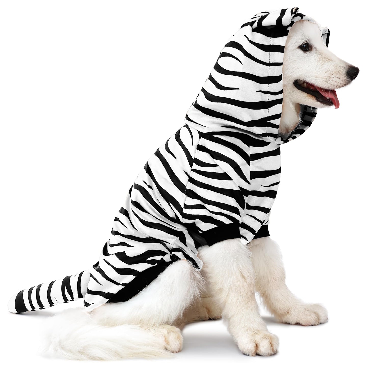 NACOCO Halloween Dog Tiger Costume - Pet White Tiger Cosplay Clothes Coat Hoodie Outfits Cute Warm Winter Apparel for Small and Medium Dogs(White, M)