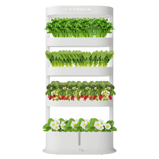 Crownow 80Pods Hydroponics Growing System Kit,5-Layer Large Capacity Hydroponic Tower with LED Grow Light,Indoor Gardening System with Remote Control（Not Include Battery） for Plants Vegetables Herbs