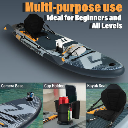 AKSPORT 11' x 34'' x 6'' Inflatable Stand Up Paddle Board SUP with Full Accessories,Wide Stable Design, Non-Slip Deck- 2-in-1 Convertible SUP/Kayak for Paddling/Fishing