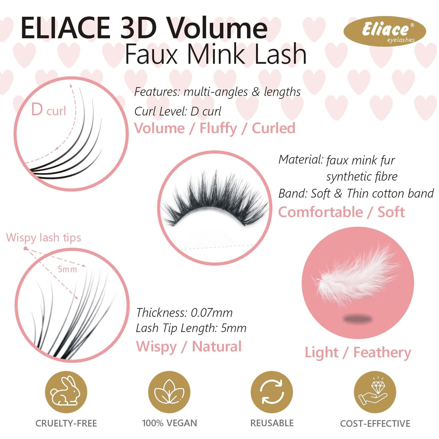 Eliace False Eyelashes 15 Pairs Cat Eye-Lashes 3D Mink Lashes,Spiky Wispy Natural Long Faux Mink Lashes Strips Soft & Reusable Makeup Professional Fake Eyelashes Pack | Trish Style