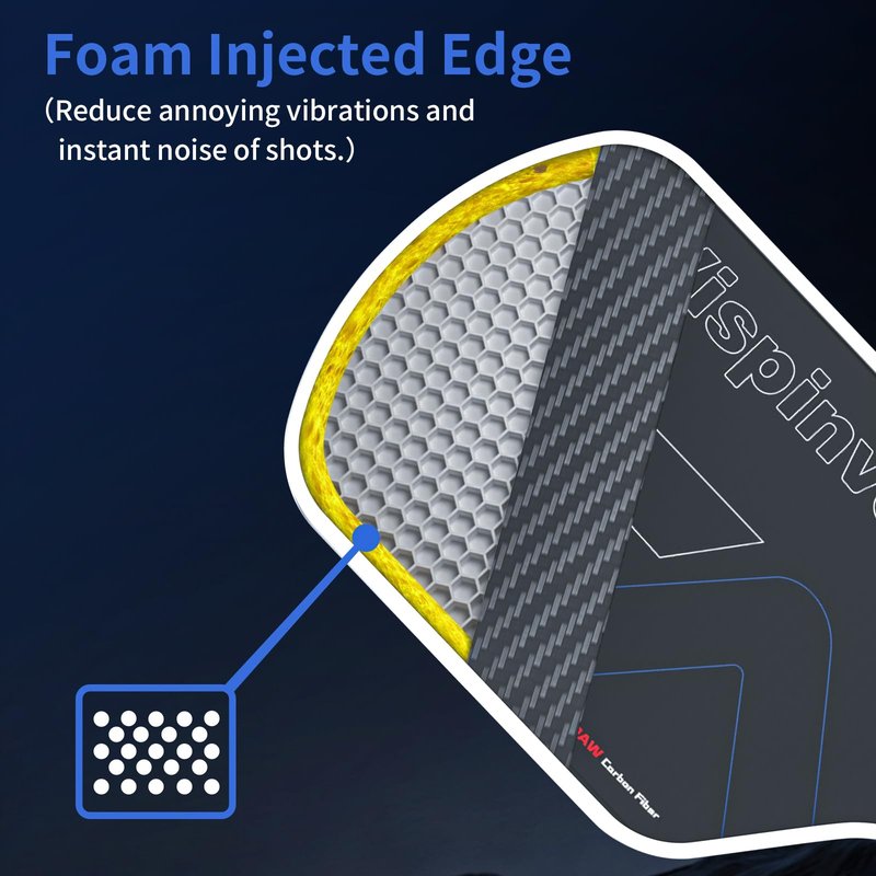 Carbon Fiber Pickleball Paddle USAPA Approved, 16MM T700 Thermoformed Pickleball Paddle with Polypropylene Honeycomb Core, Foam Injected Edges Designed for Ultimate Spin & Consistency